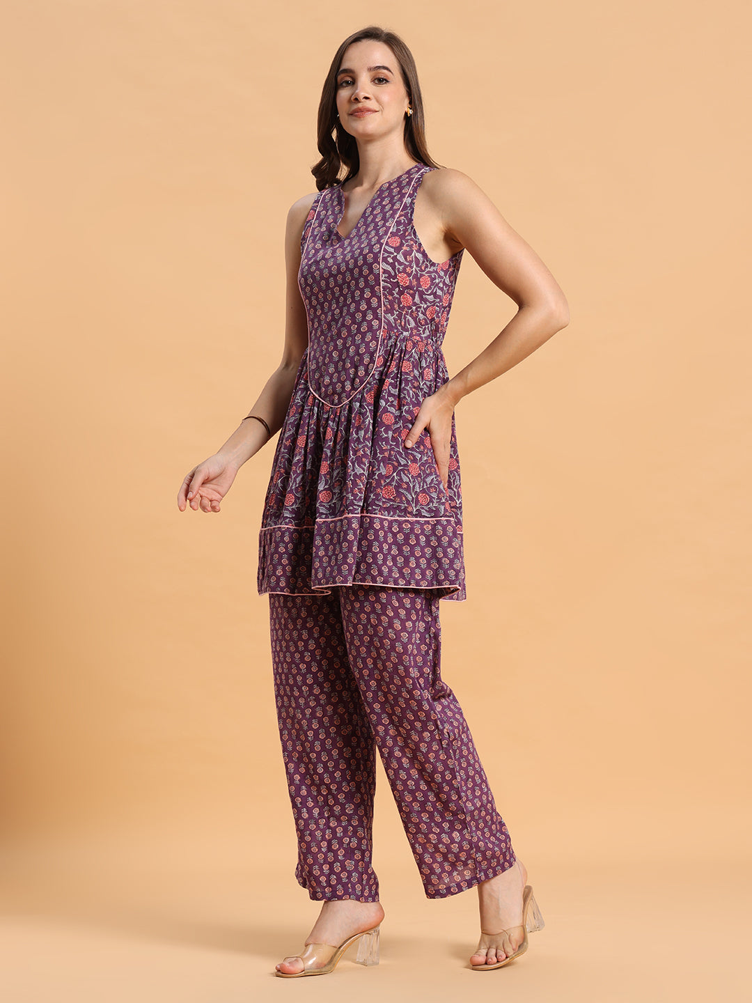 Purple kurta sharara set