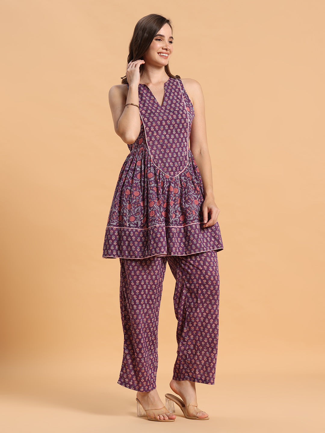 Purple kurta sharara set