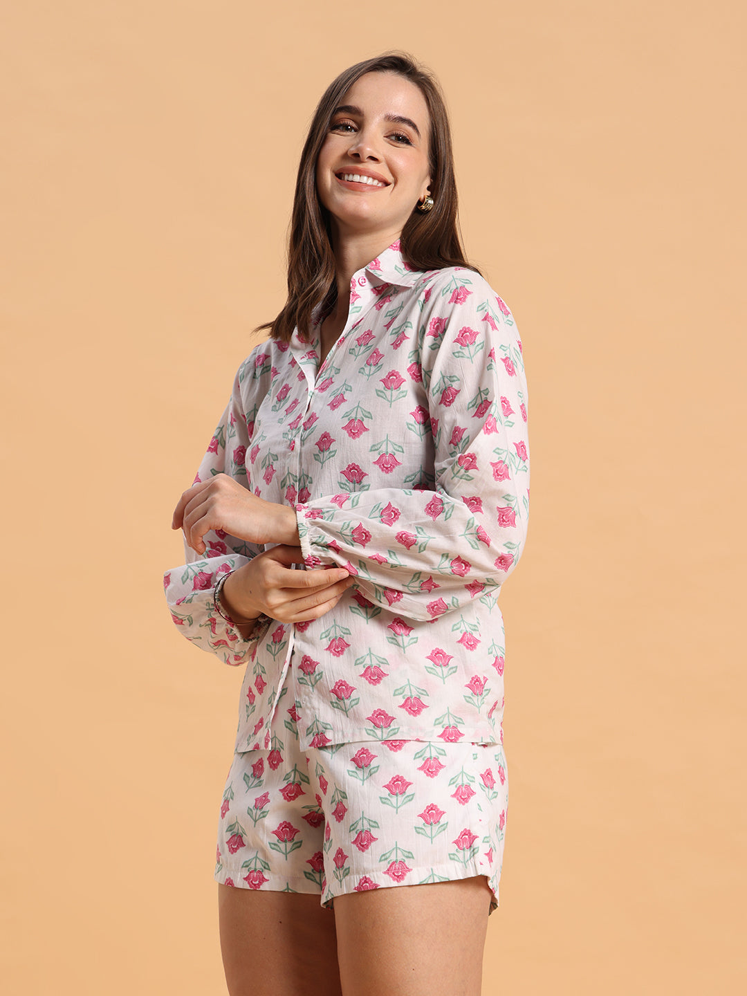 White rose print co-ord