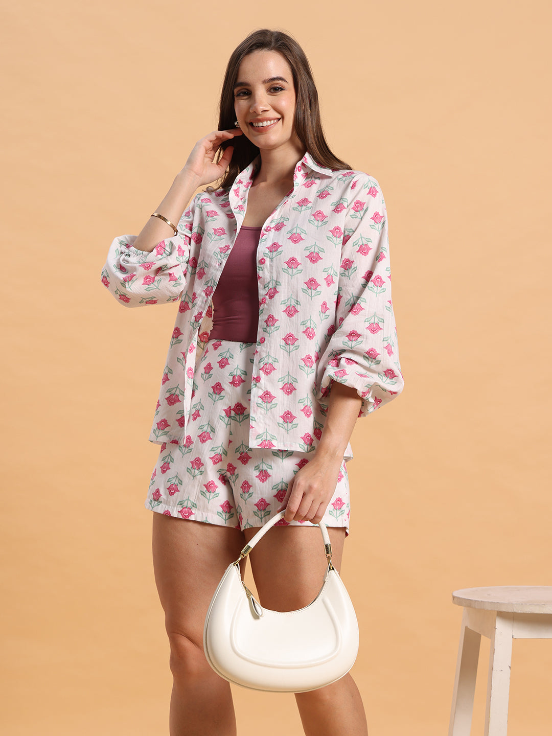 White rose print co-ord