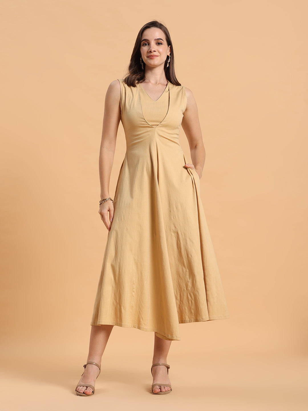Beige A-line dress