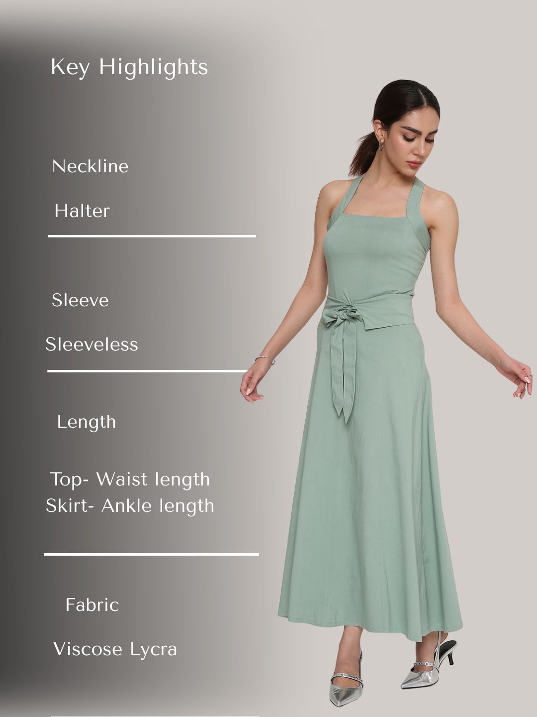 Square-Neck Top & Flow Skirt Set