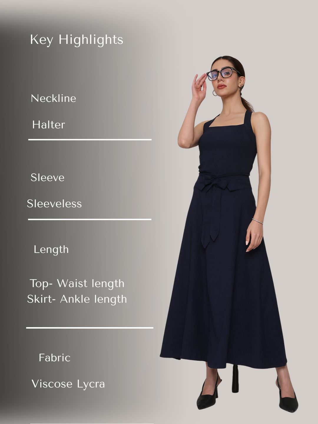 Square-Neck Top & Bow-Waist Skirt Set