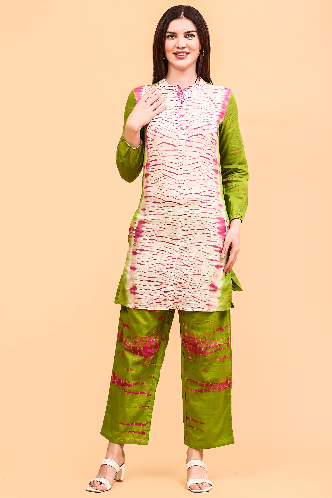 Green shibori co-ord