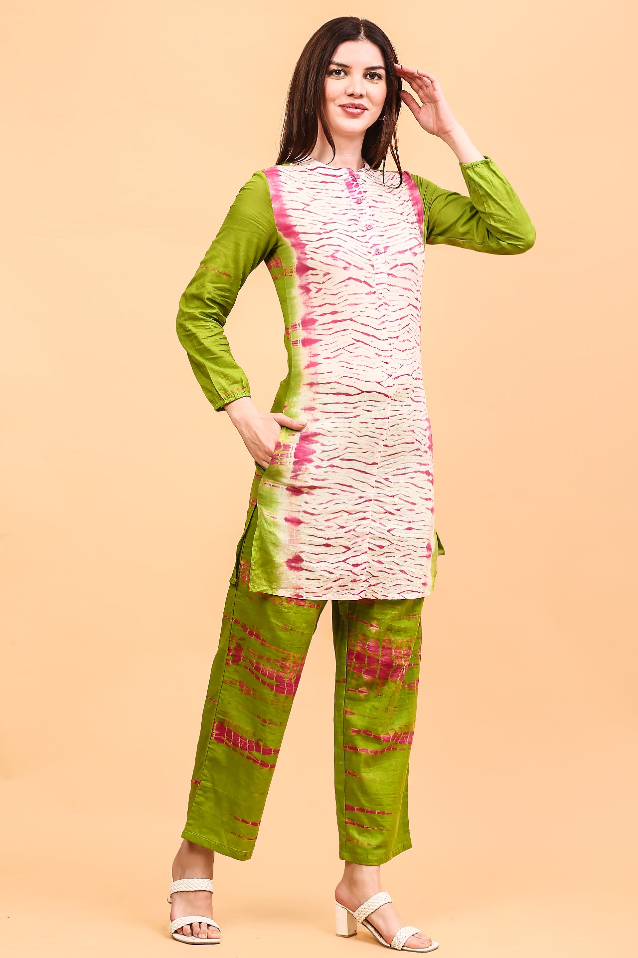 Green shibori co-ord