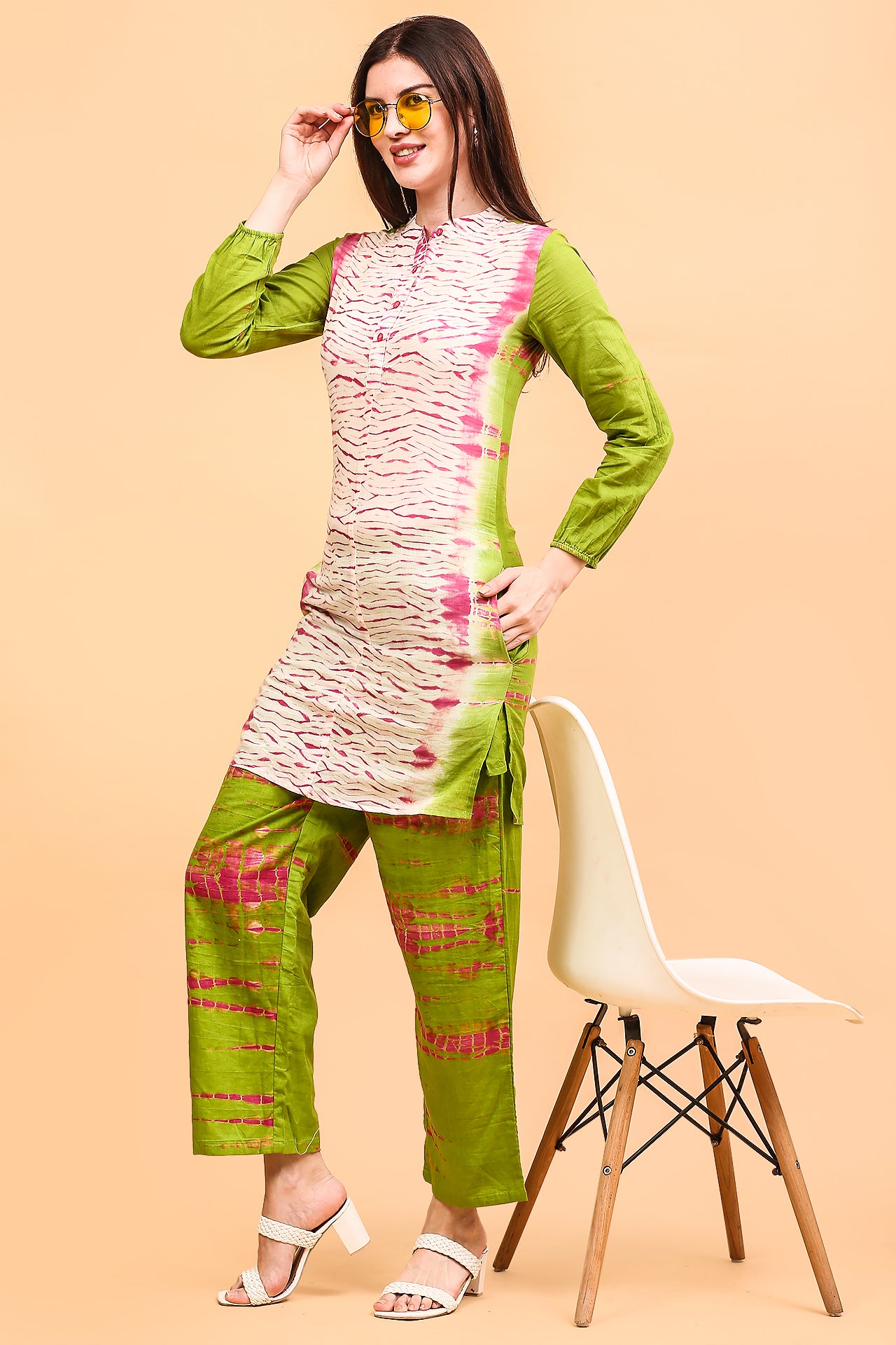 Green shibori co-ord