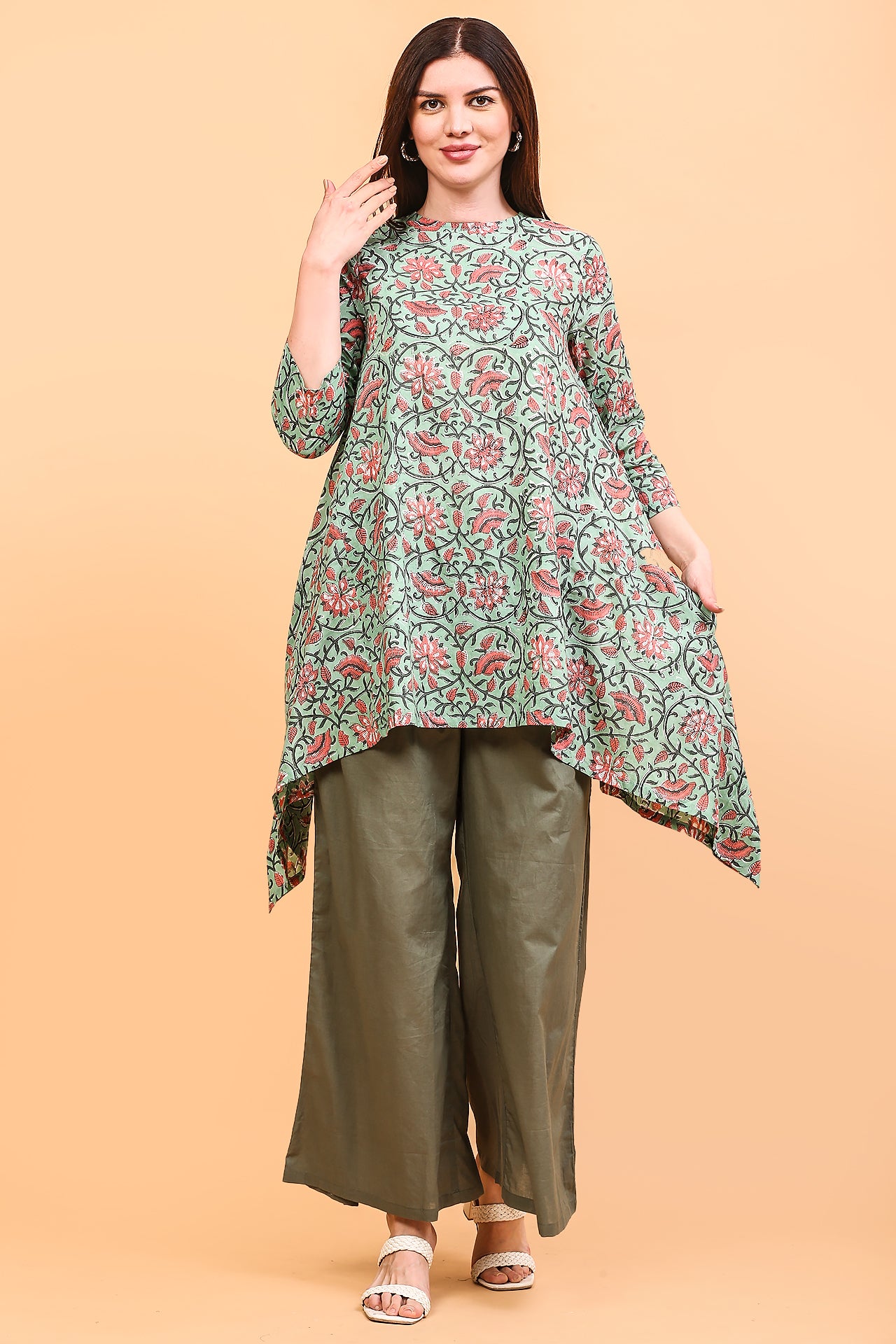 Green flora Kurta
