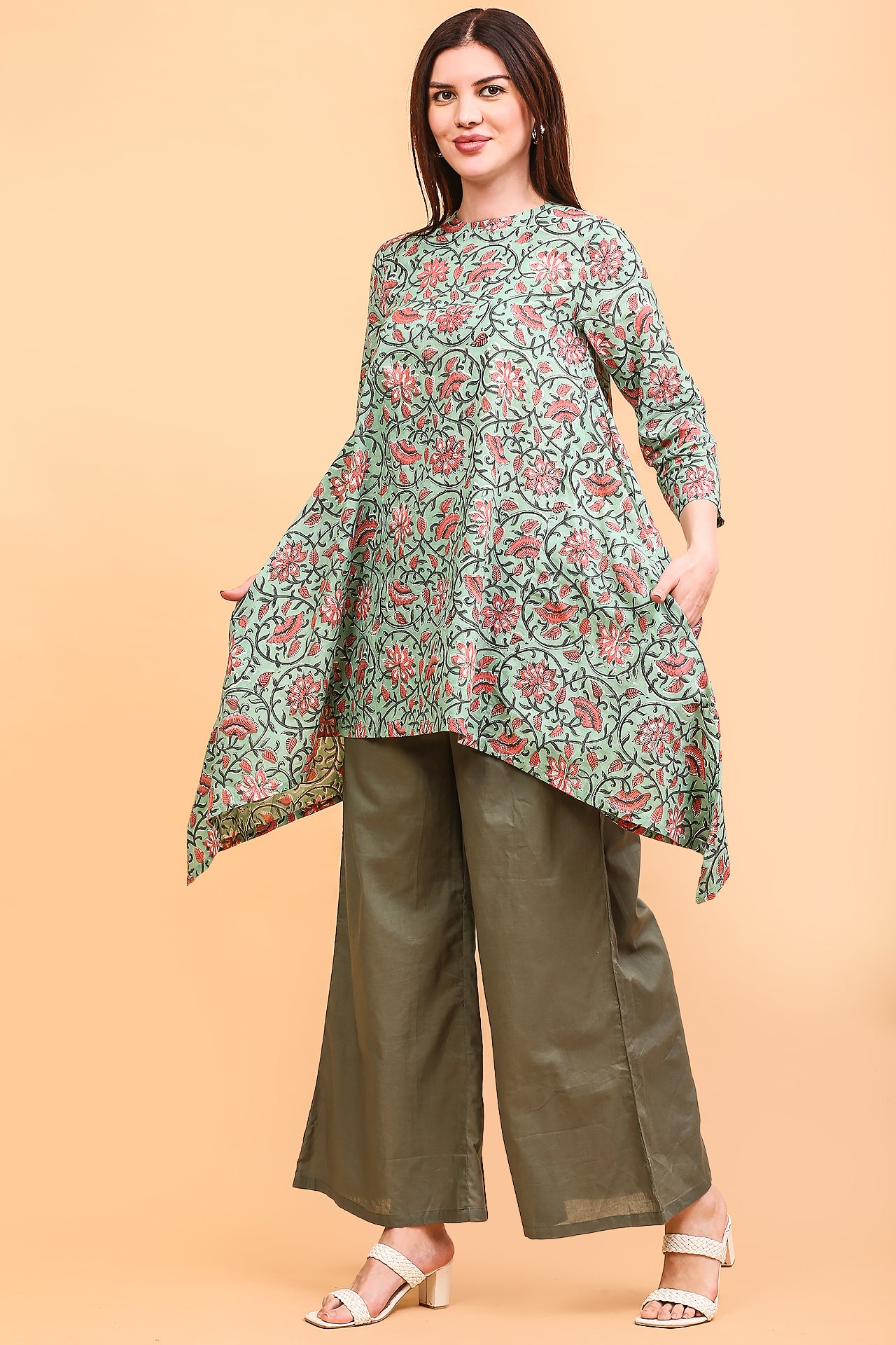 Green flora Kurta