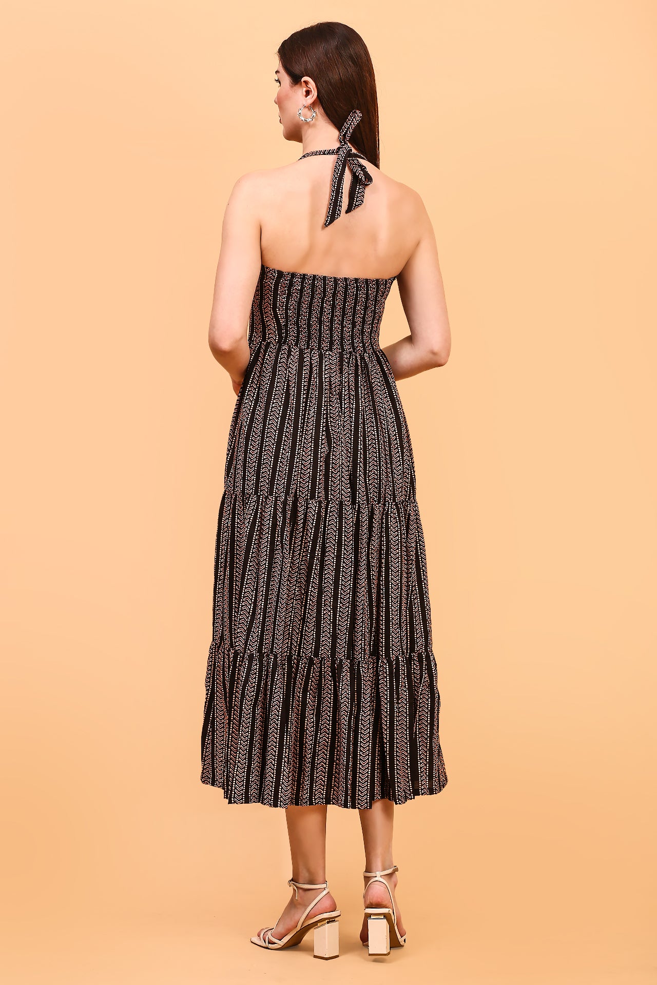 Black halter maxi dress