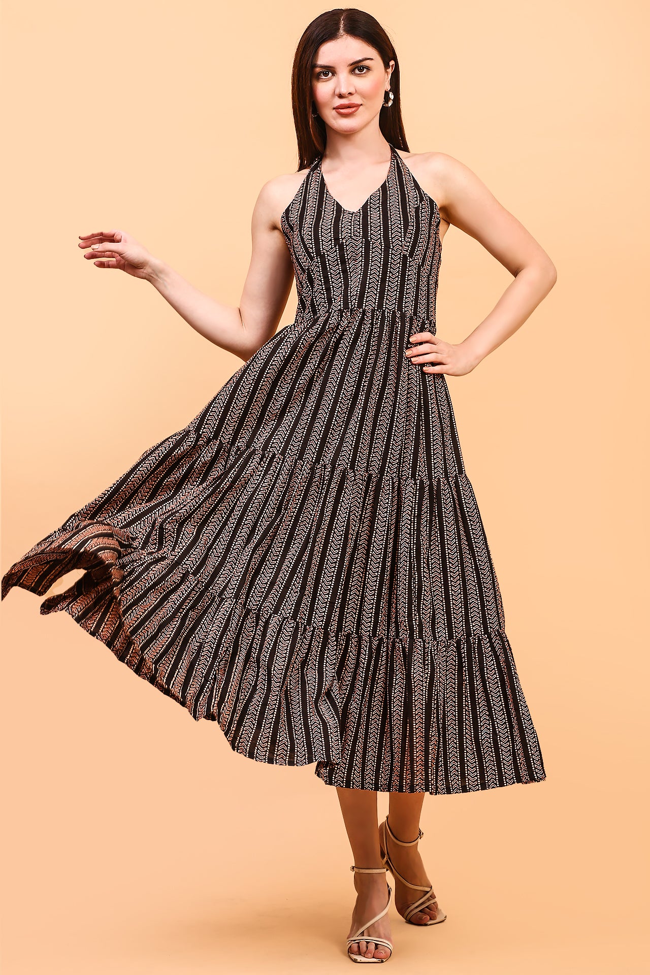 Black halter maxi dress