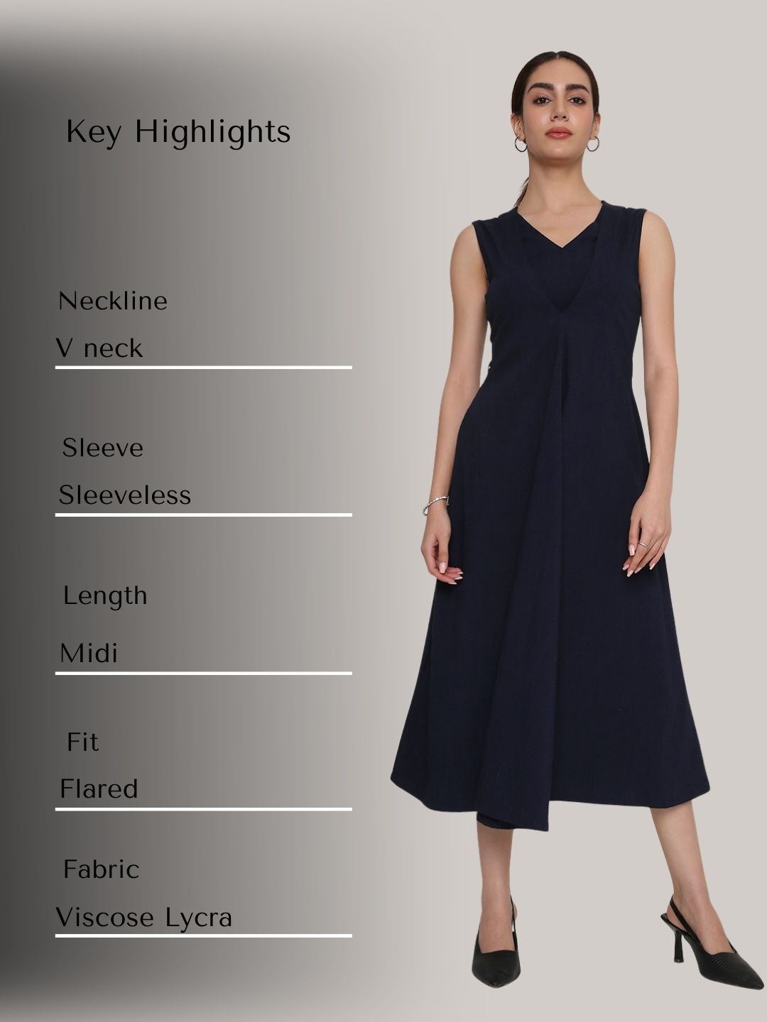 V-Neck Statement Midi Dress