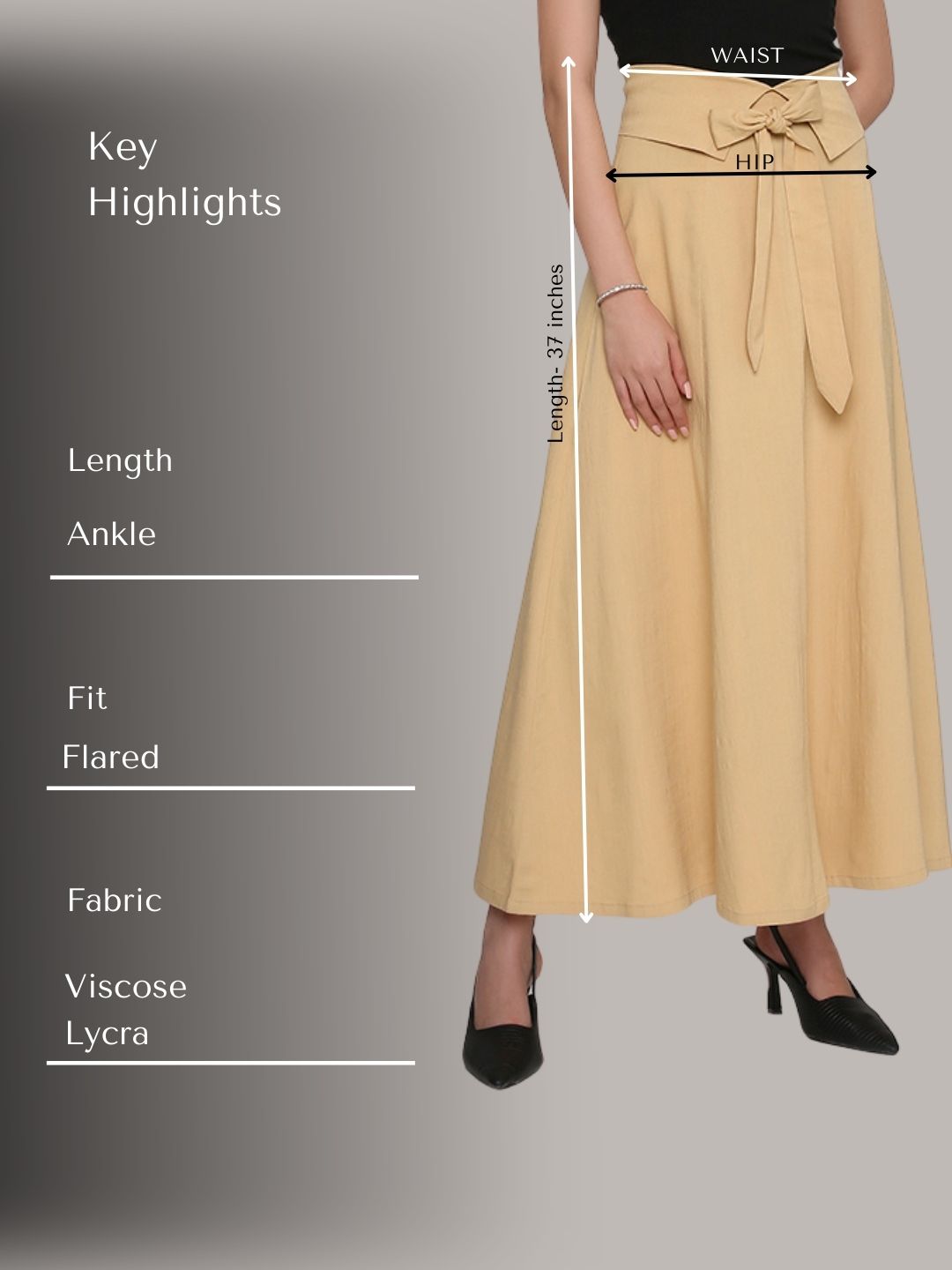 Beige Tie-Up Maxi Skirt