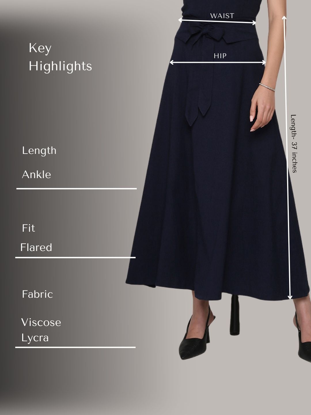 Blue Tie-Up Maxi Skirt