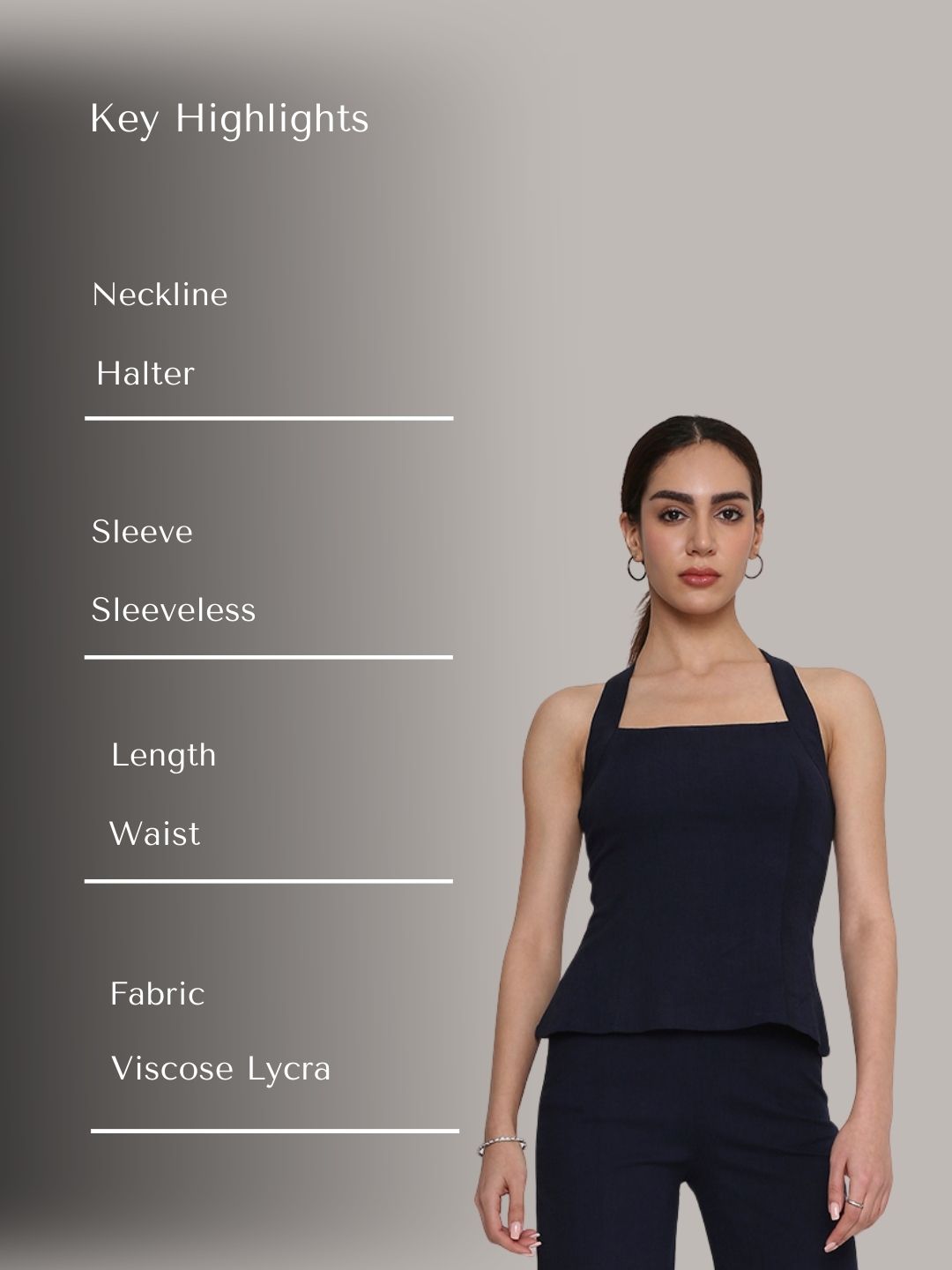 Blue Square-Neck Sleeveless Top