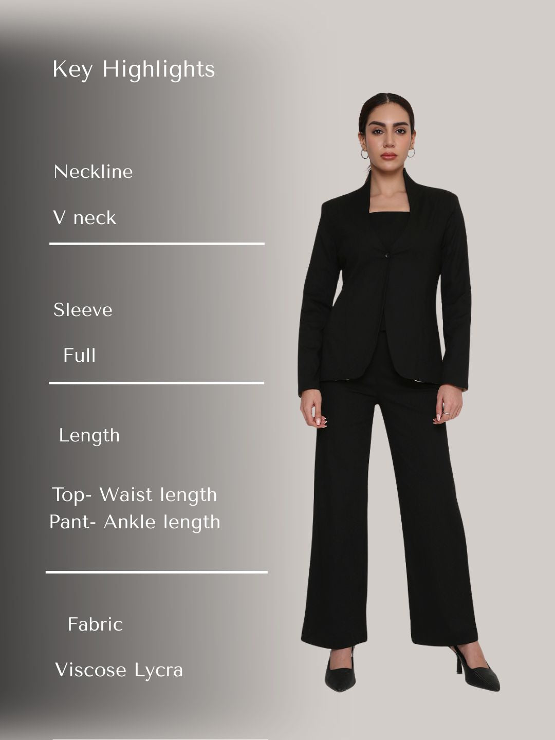 Seamless Black Blazer 2 pcs Set