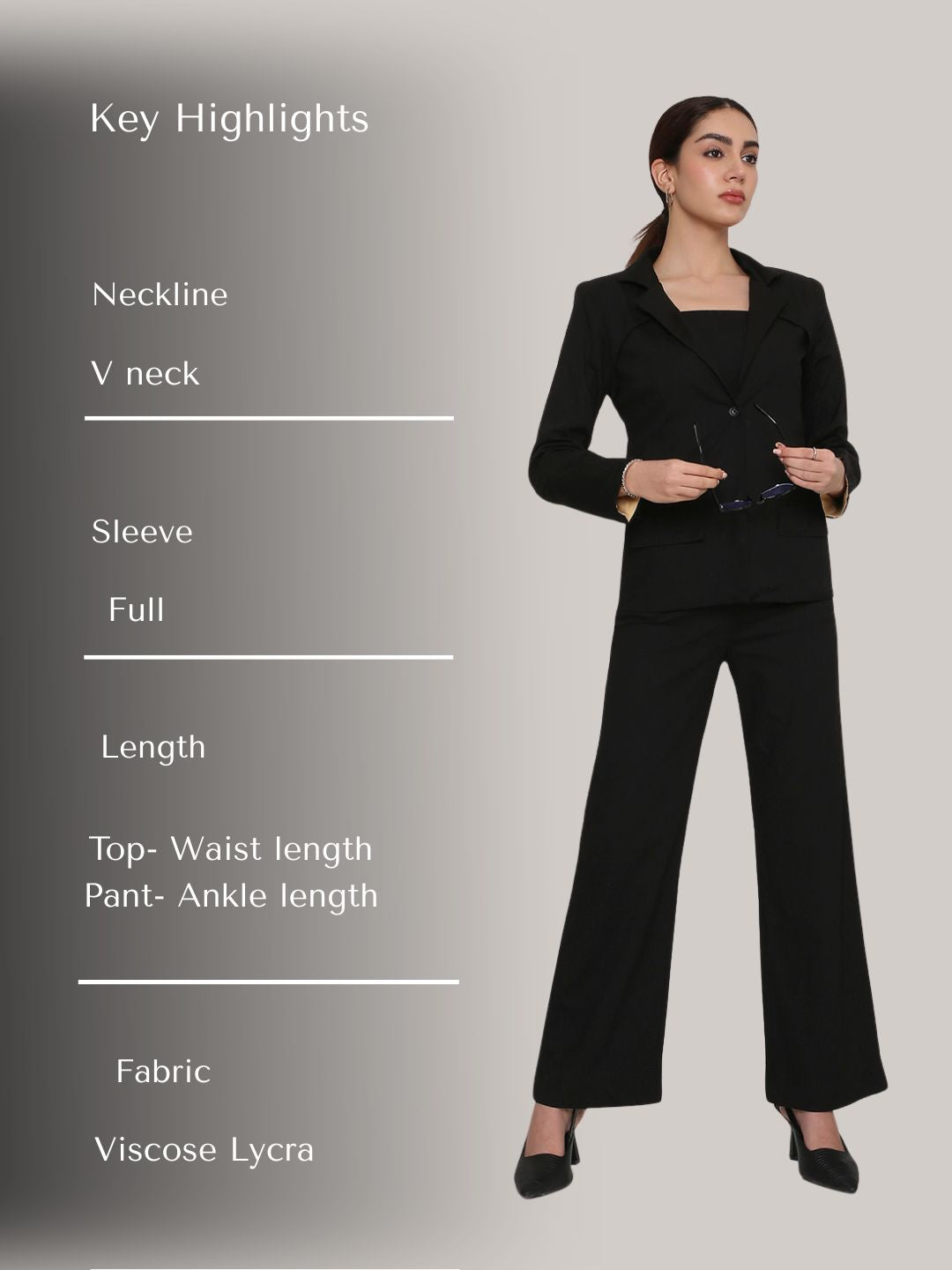 Blazer 2 pcs set panelled in black