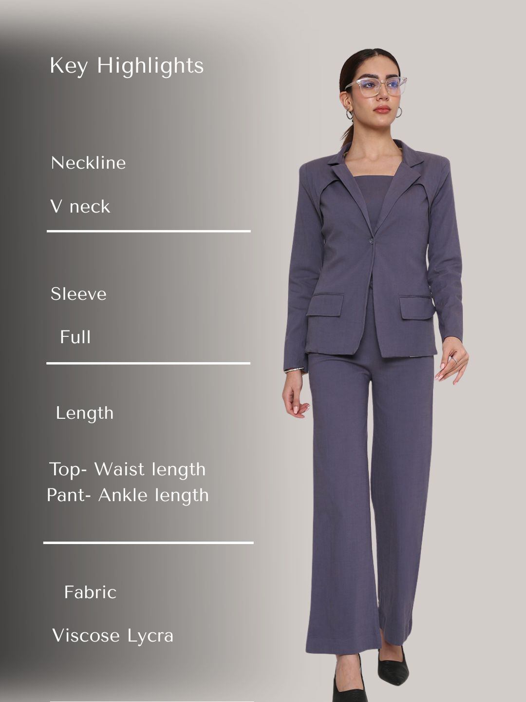 Blazer 2 pcs set panelled in grey