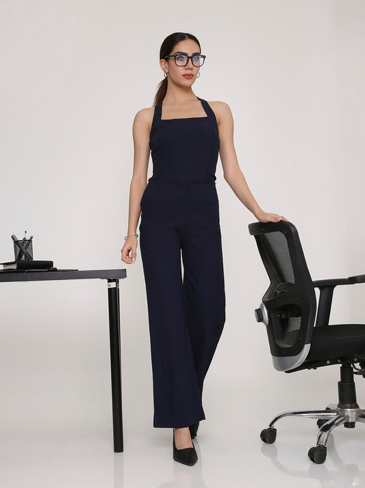 Blue Square-Neck Sleeveless Top