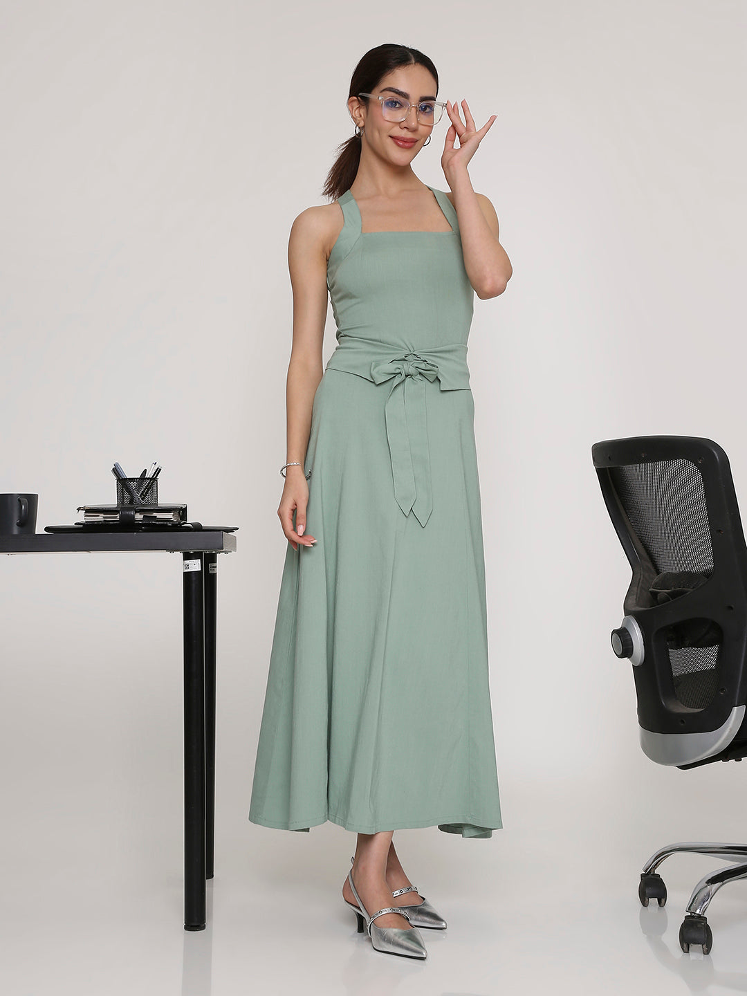 Square-Neck Top & Flow Skirt Set
