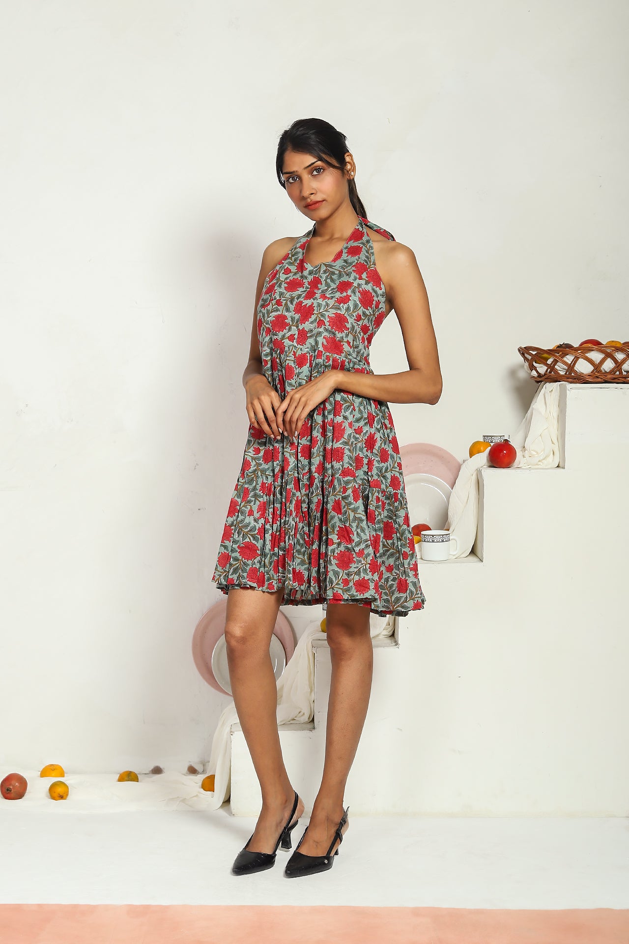 Green Halter Mini Dress