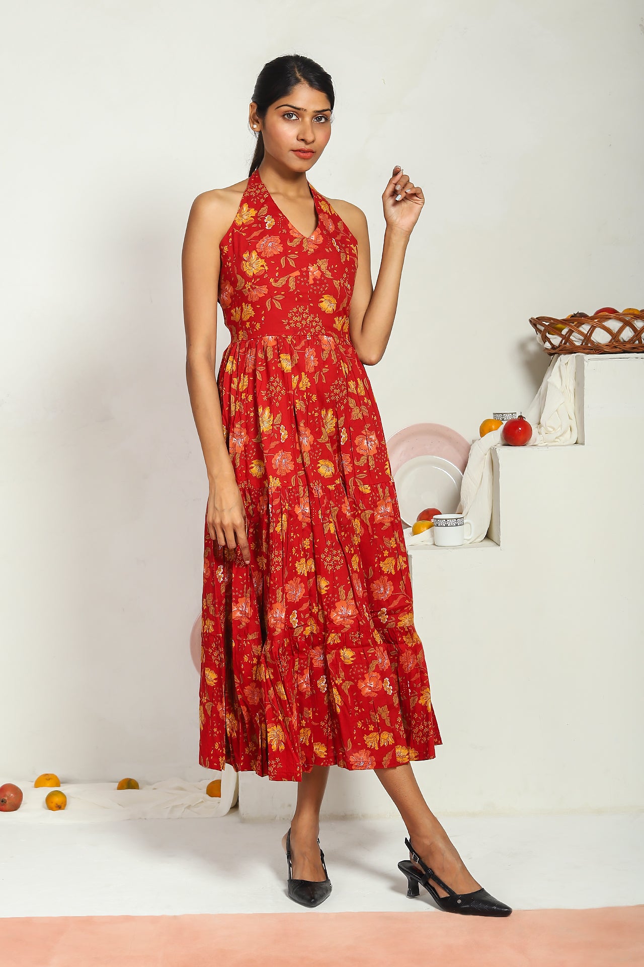 Red Halter Maxi Dress