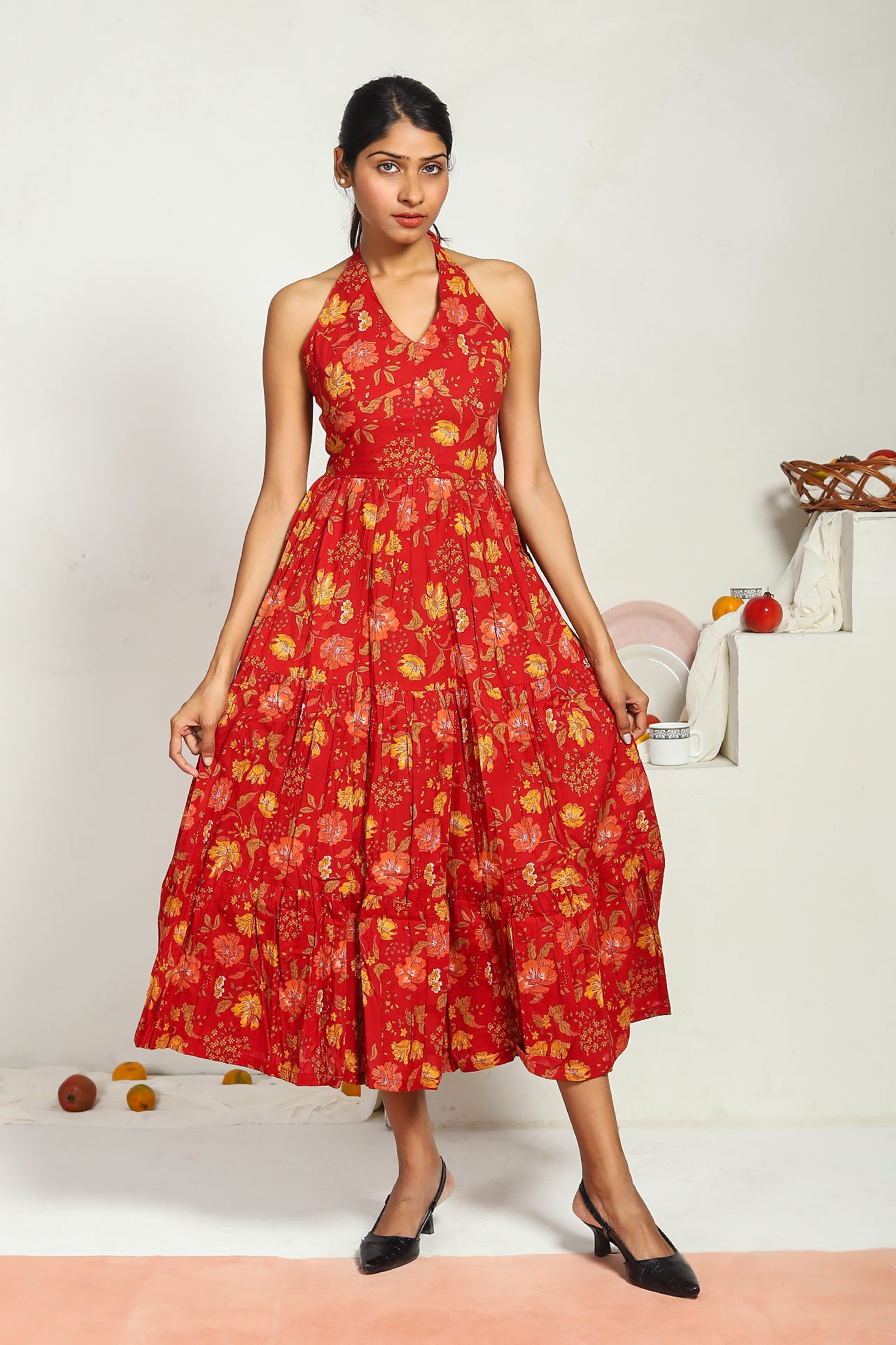 Red Halter Maxi Dress