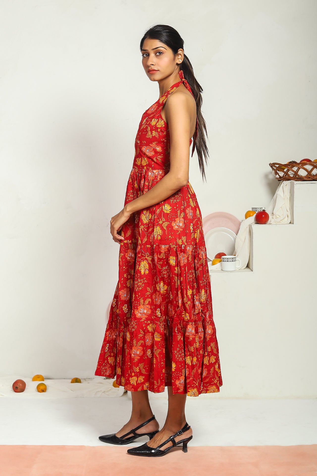 Red Halter Maxi Dress