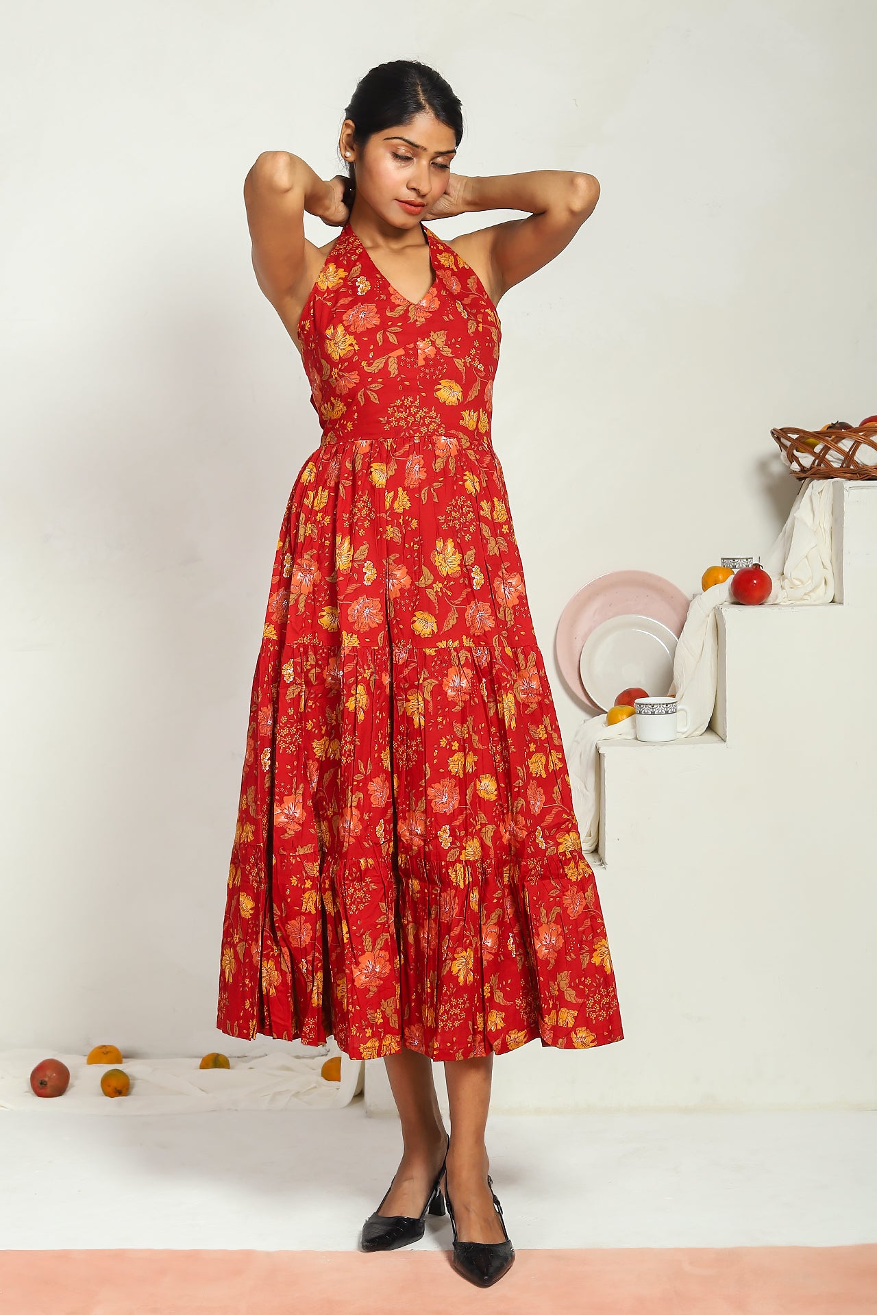 Red Halter Maxi Dress