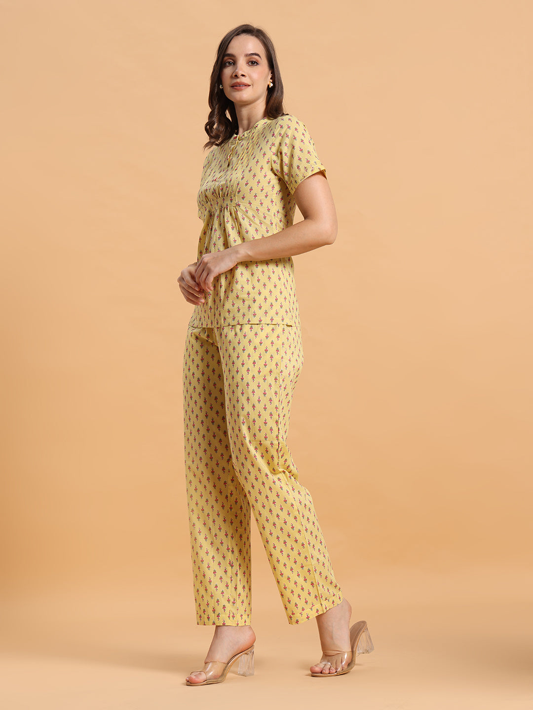 Yellow pin tuck co-ord