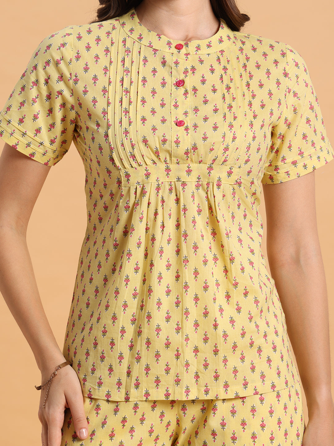 Yellow pin tuck co-ord