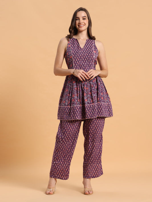 Purple kurta sharara set