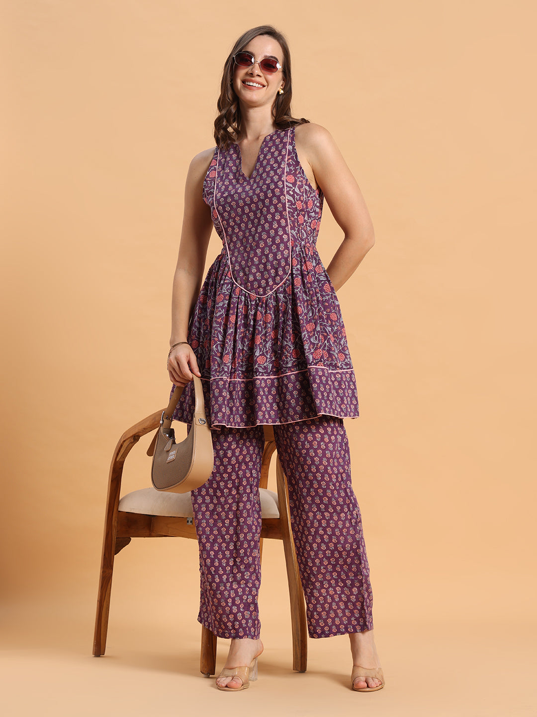 Purple kurta sharara set