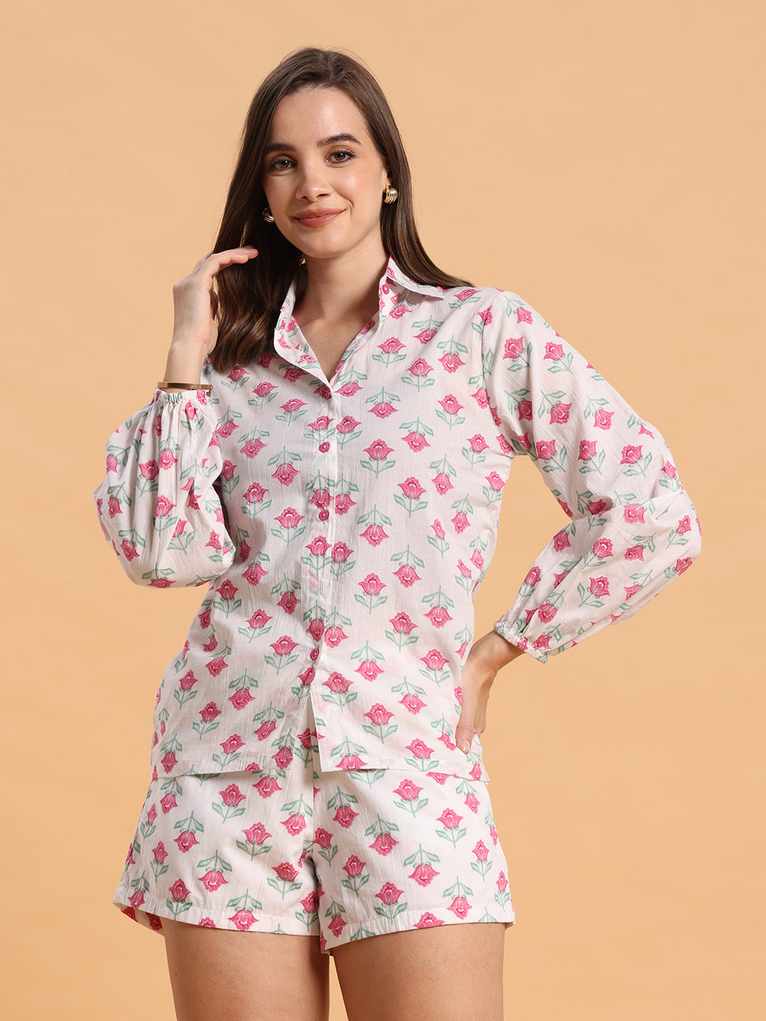 White rose print co-ord