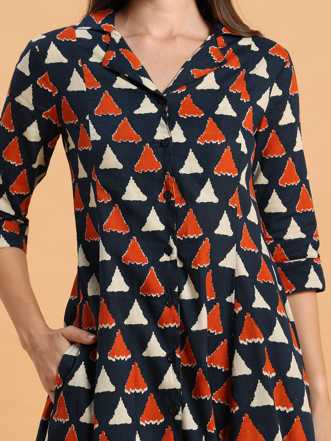 Geometric print A-line kurta set