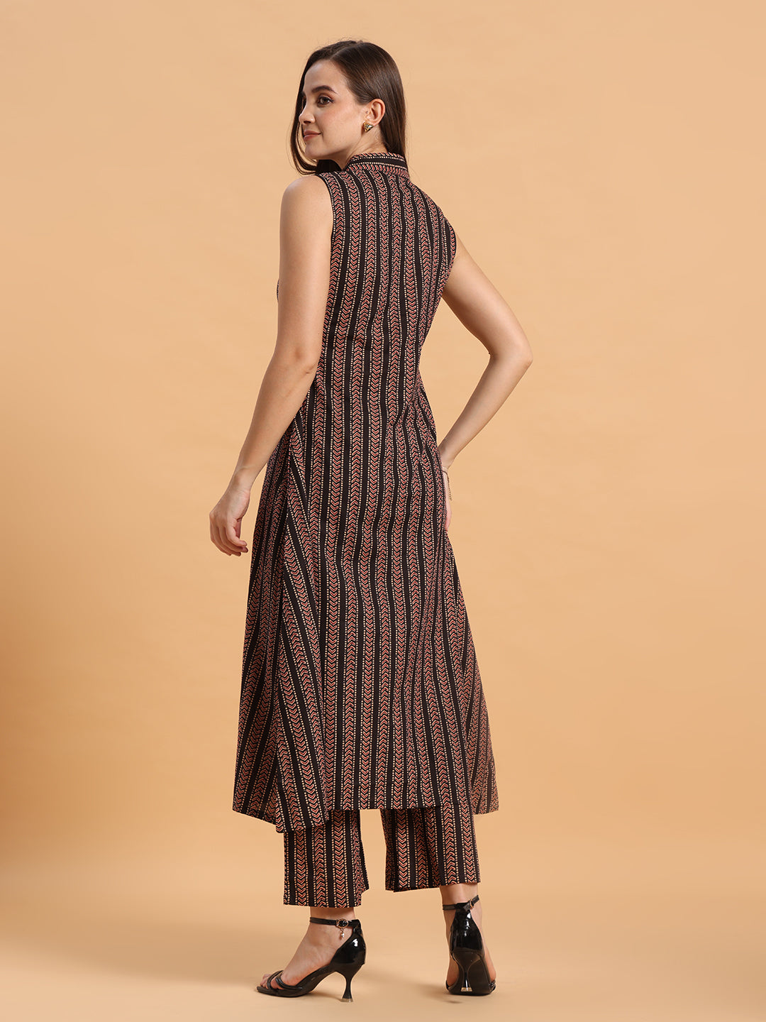 Black print A-line kurta set