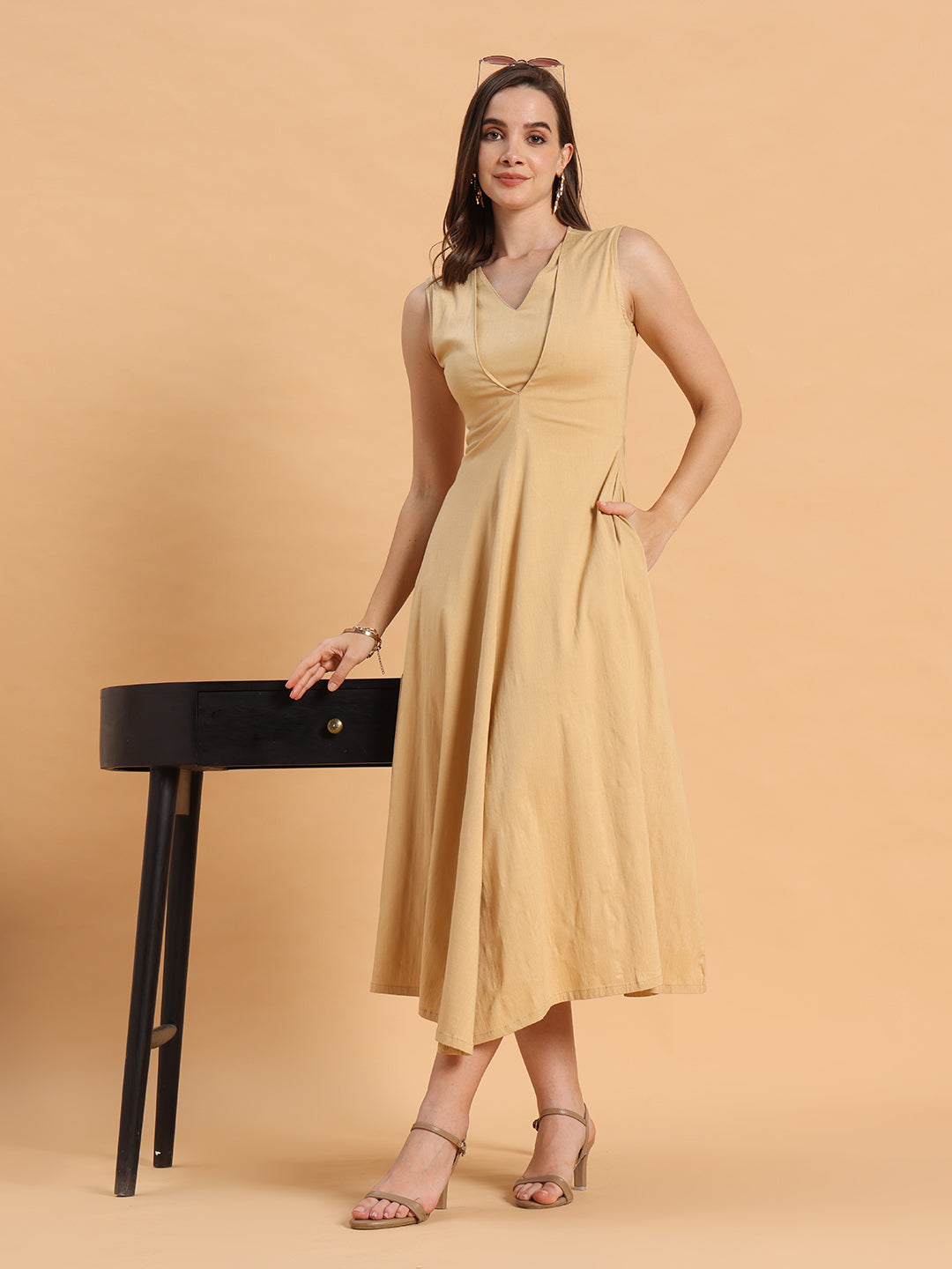 Beige A-line dress