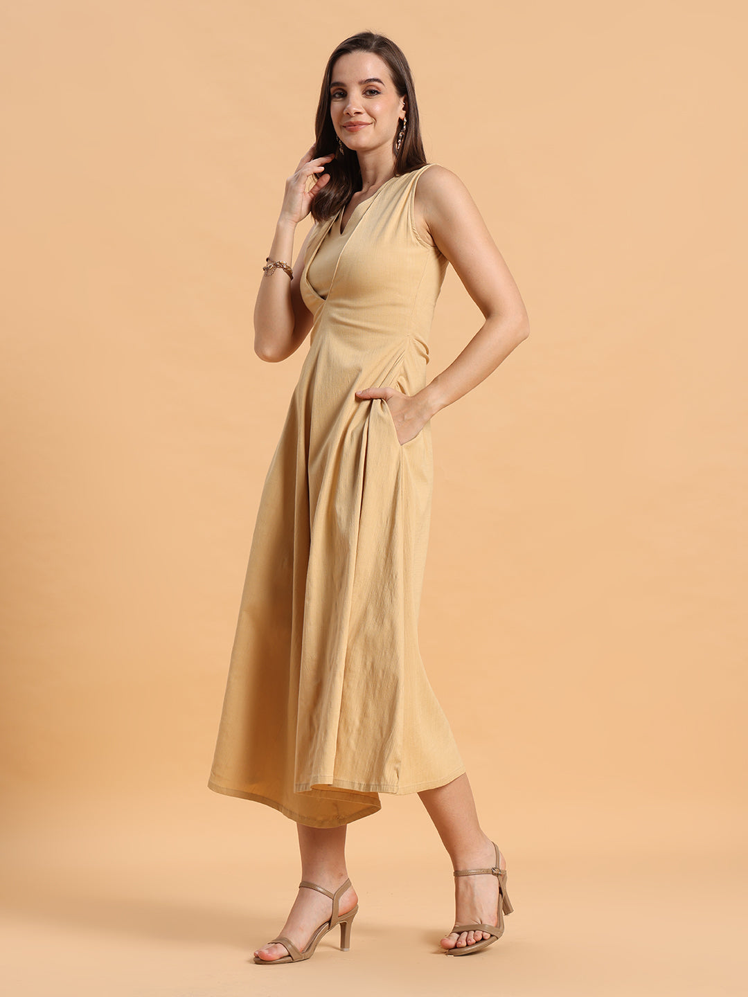 Beige A-line dress