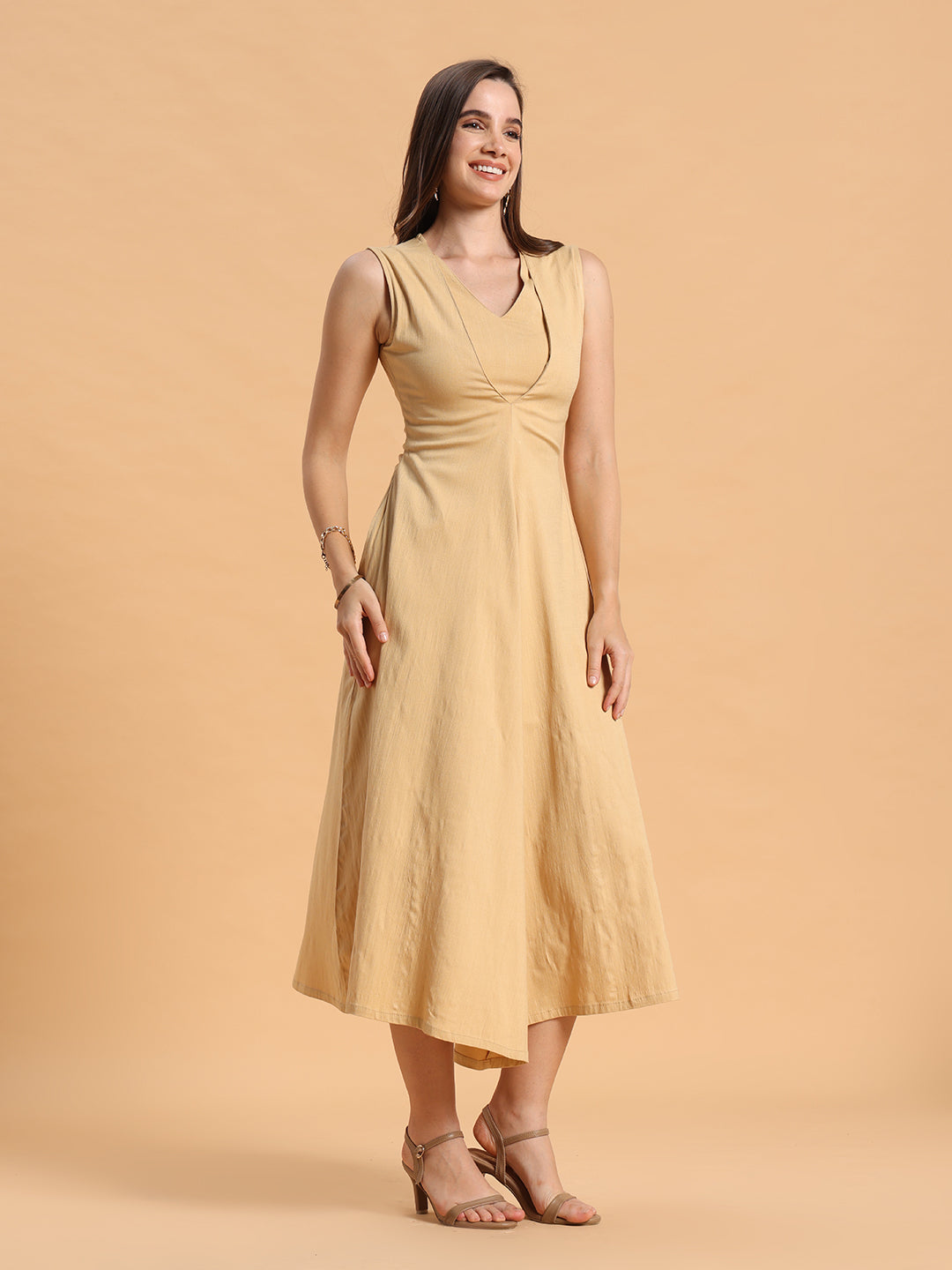 Beige A-line dress
