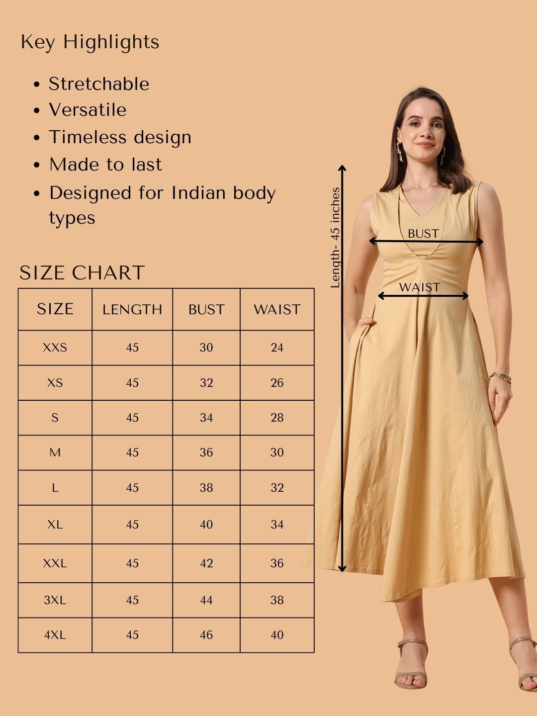 Beige A-line dress