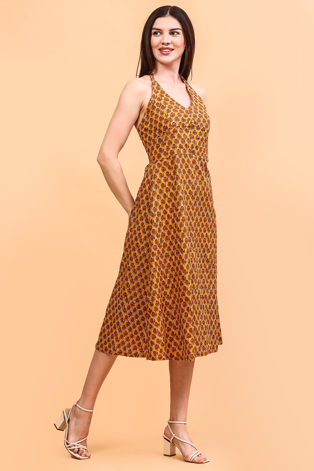 Mustard halter dress