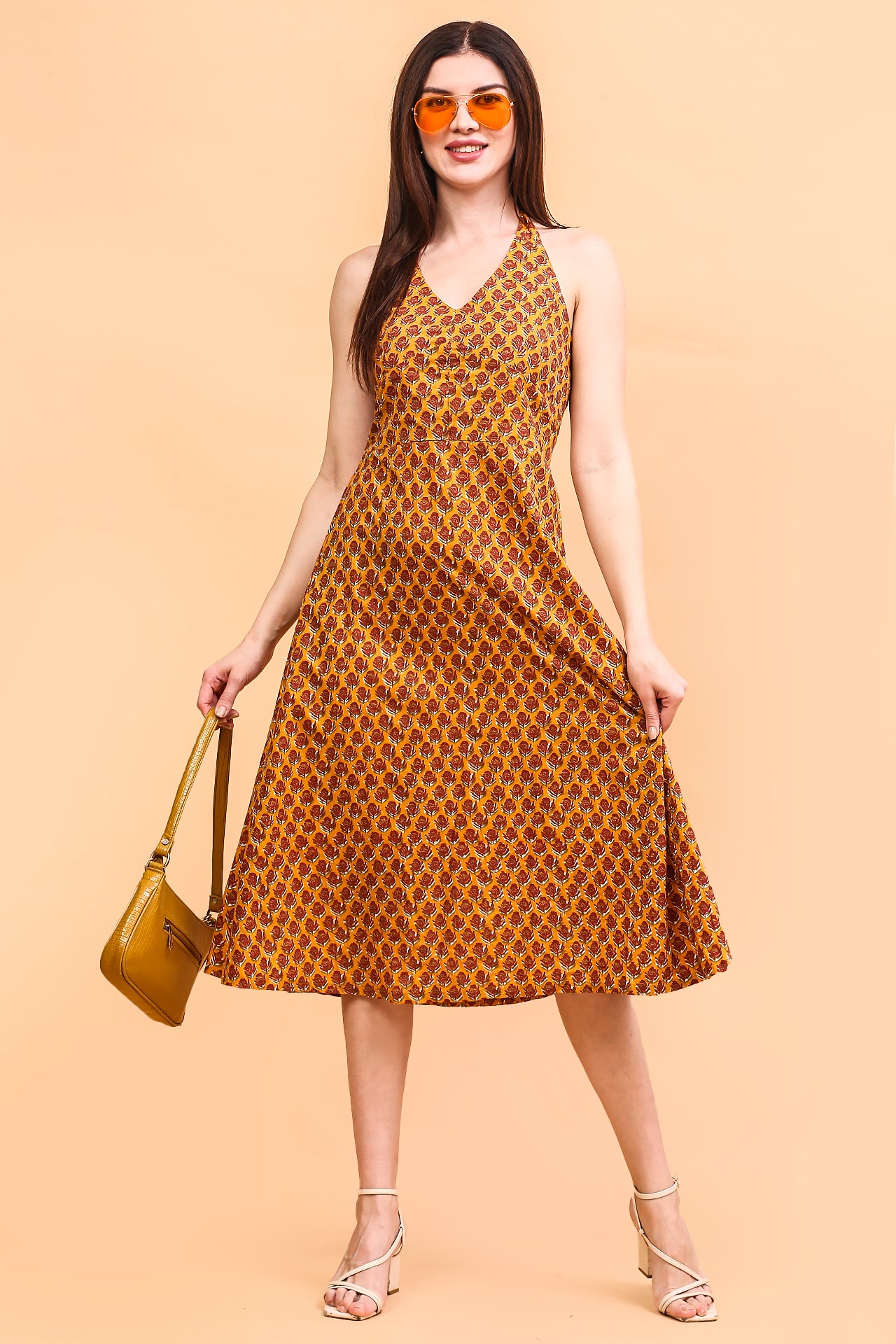 Mustard halter dress