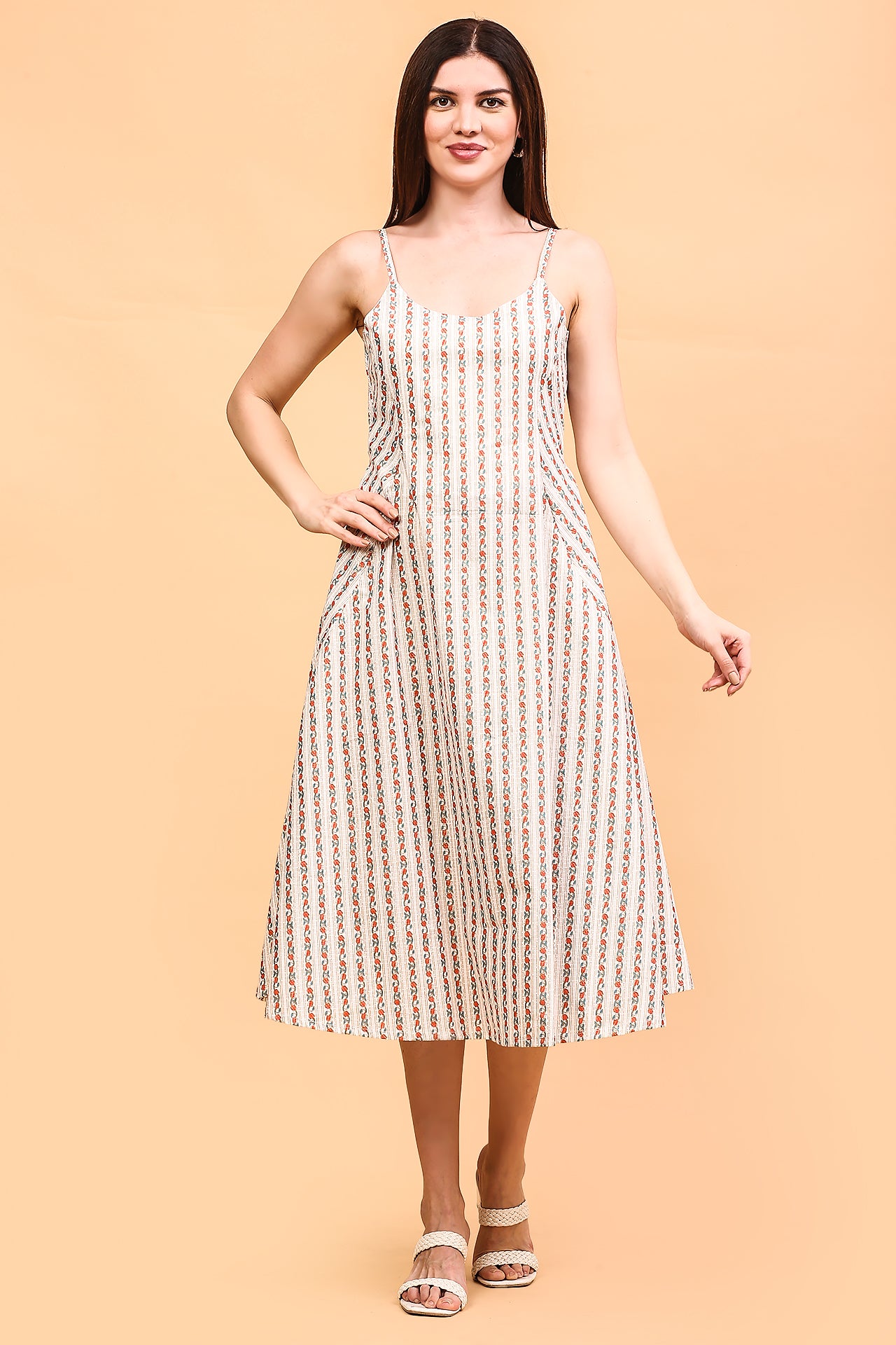 White block printed dress