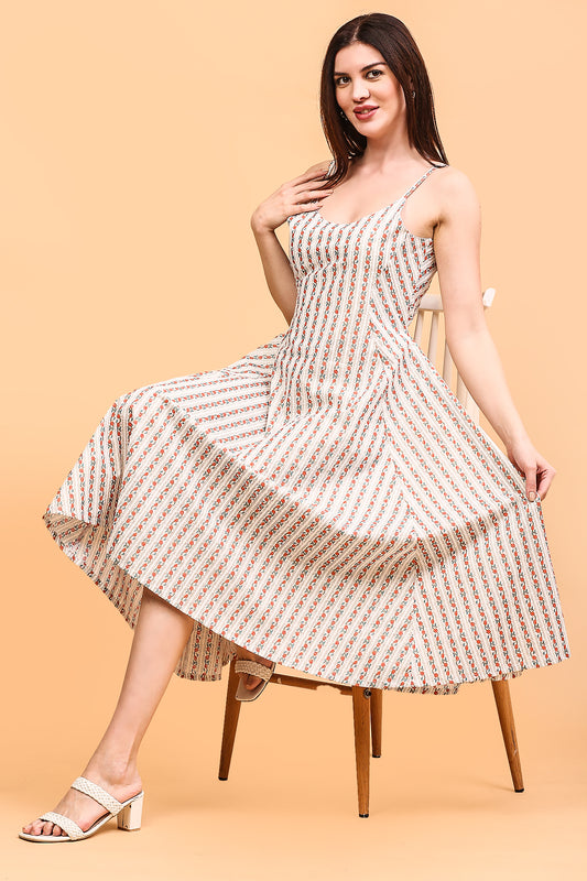 White block printed dress