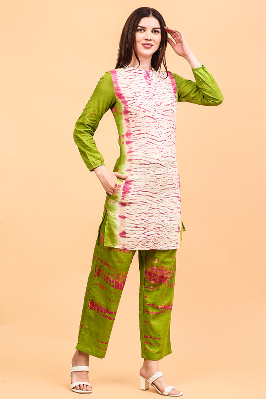 Green shibori co-ord