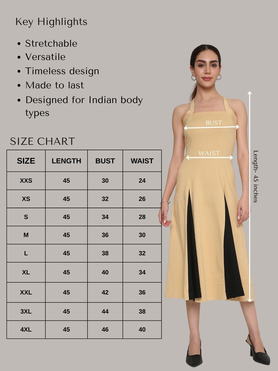 Dual-Tone Midi Dress