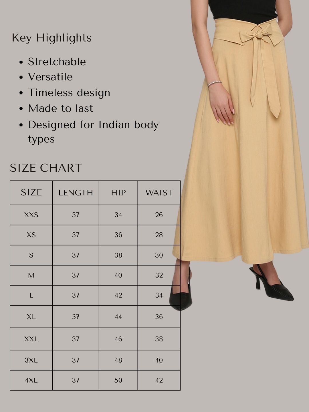 Black top with A-line skirt