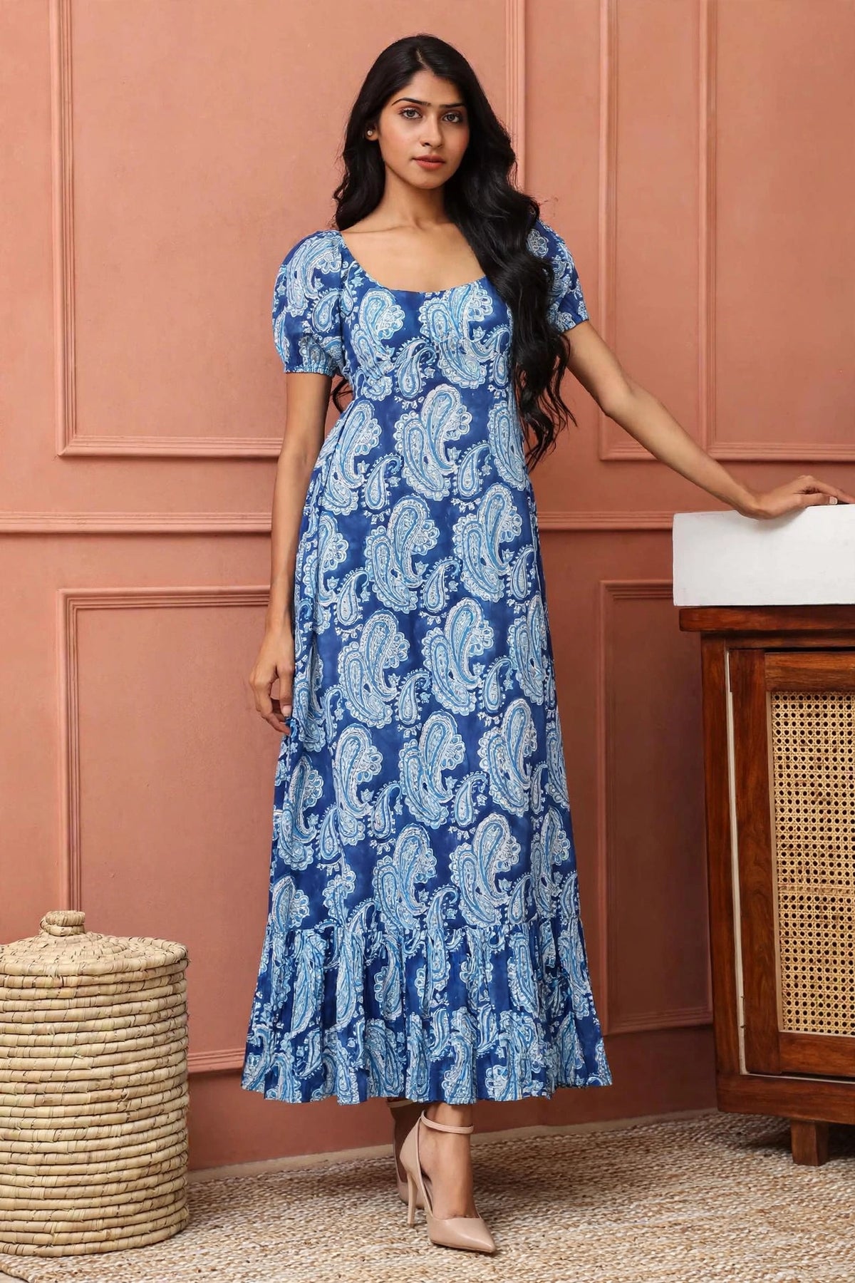 Blue paisley dress