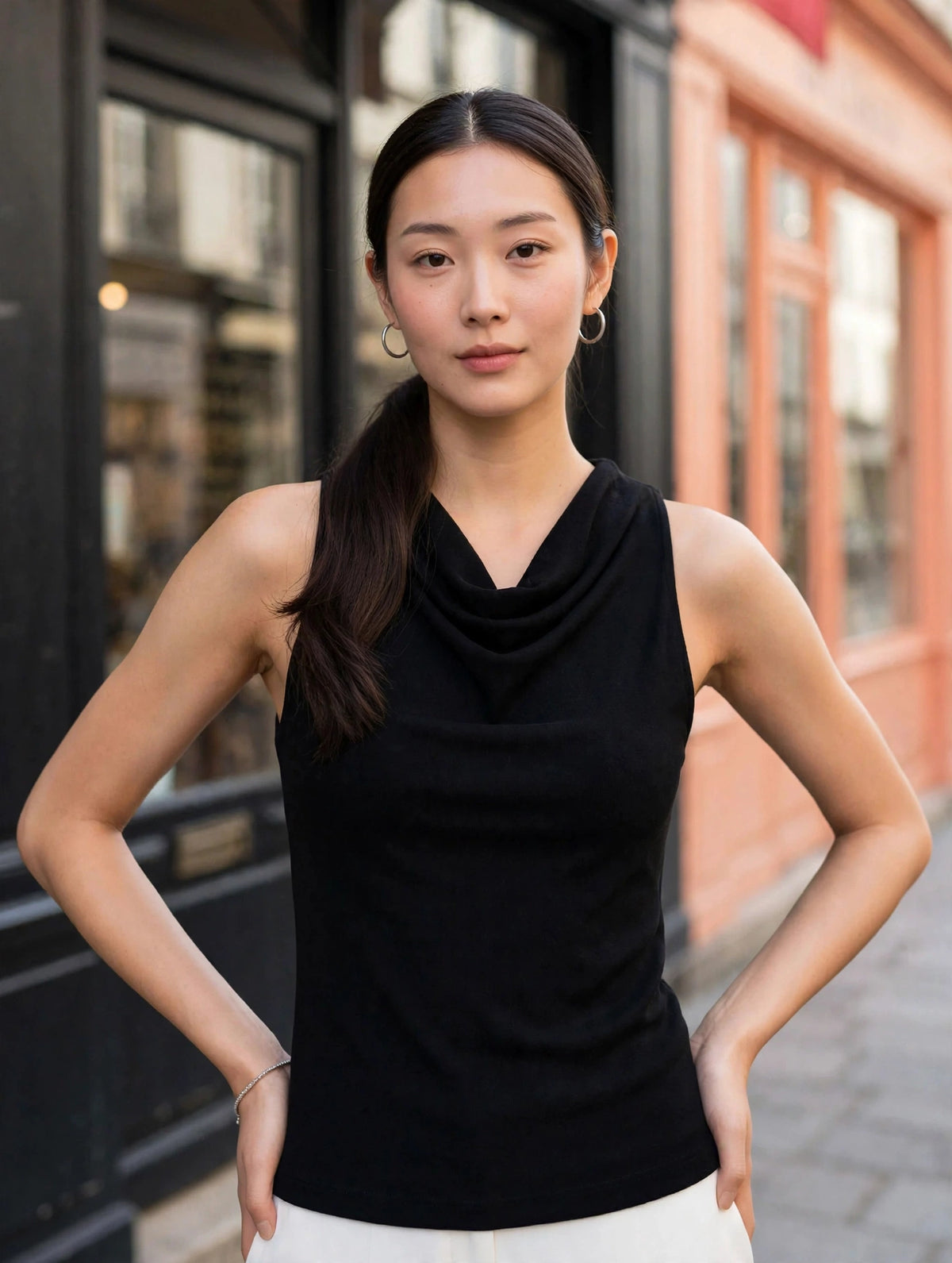 Black cowl top