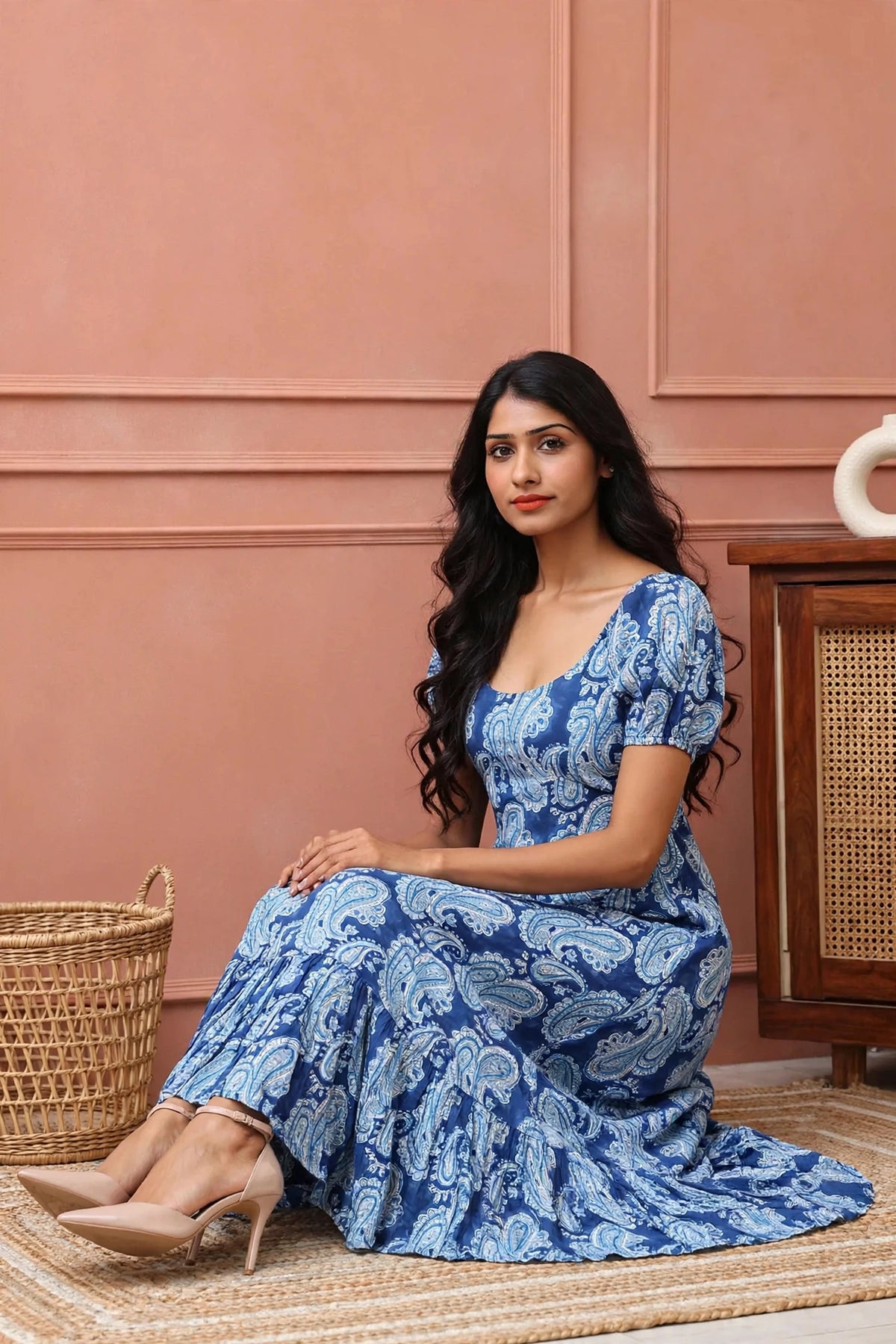 Blue paisley dress