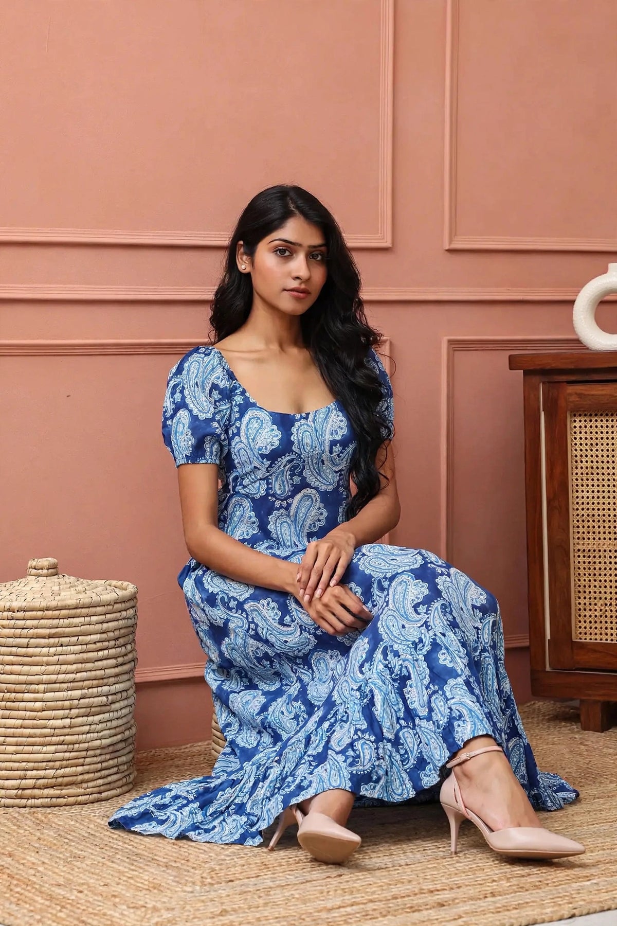 Blue paisley dress